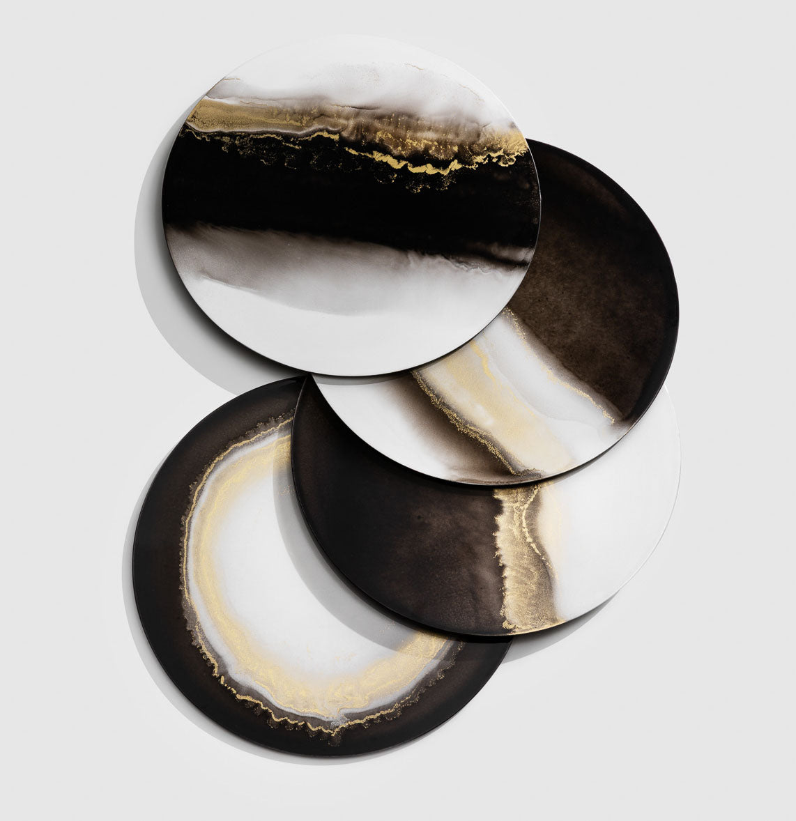 Sottopiatto Inchiostro Bianco nero oro - Decoro 70